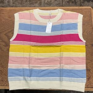 Colorful Striped Sleeveless Sweater